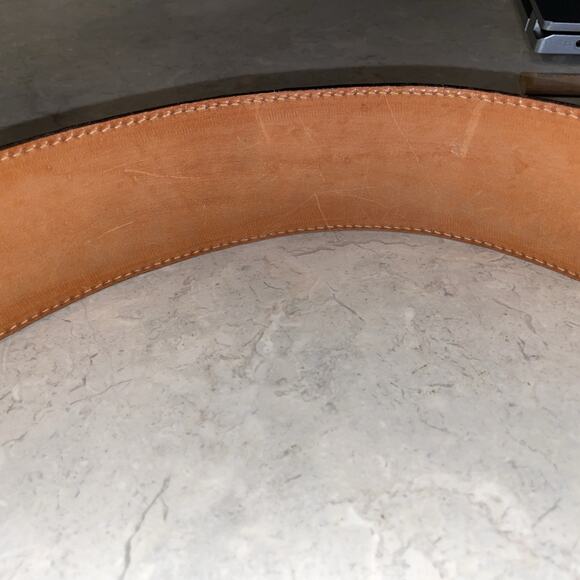 VTG Omega Black Croc Embossed 2.2 Wide 38.5”Leather Belt Size M Made in America - Picture 6 of 12